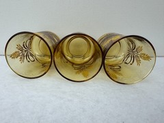 3 Vintage Libbey Juice Glasses Wheat & Ribbon Design Tumblers 3.75″ Tall 6 oz