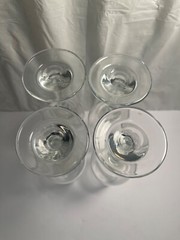 Set of 4 Clear Glass Stemmed Champagne Glasses 8” Tall