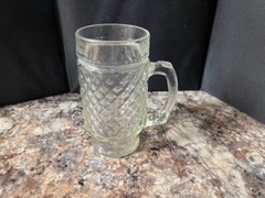 Vintage 5 3/4” Anchor Hocking Glass Mug Quilted Diamond Point Pattern