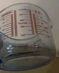 Vtg. Royal Doulton Cobalt Blue Tint Liter Glass Measuring Cup Imperial Metric US
