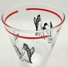 Pair Vintage Glass Libby Ducks In Flight Cattail Drinking Tumblers Highball 12oz