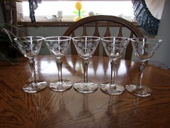 Cocktail Carlton Etched Blown Dots – Set of 5 Glasses