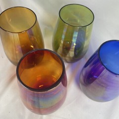 Iridescent Stemless Wine Glasses, Set of 4 | Modern Barware