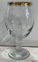 Vintage Valencia Set Of 6 Wine Glasses, Hand Decorated 24K Gold Rim 10 Oz