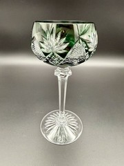 Val Saint Lambert Berncastel Cut To Clear Crystal Wine Hock Dark Green Signed