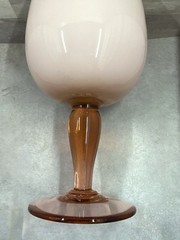 Vintage Carlo Moretti Murano Cased White Pink Blush Wine Glass 10” Italy