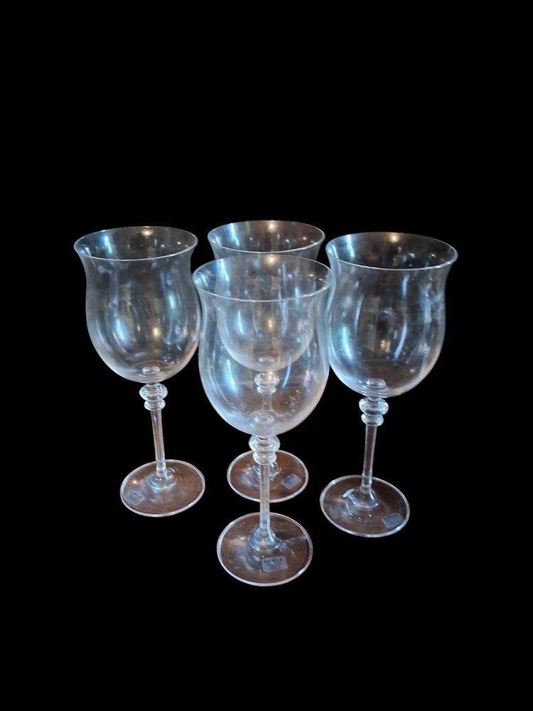 Set of 4x TOWLE Lead Crystal / Glass TOC27 BURGUNDY Style Wine/Water GOBLETS