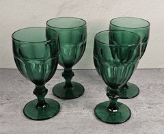 Vintage Libbey Duratuff Emerald Green Beverage Goblets Set of 4 USA