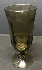 1 1970’s Vintage Duz Crystal D2Z1 Smokey Brown Water Goblet Wine Pedestal Glass