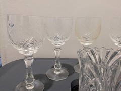 Set of Vintage Russian Soviet USSR Cut Crystal Wine Glasses Vase Russia Hemah