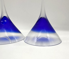 BLOCK Rainy Day Fashioned Frosted Cut to Clear Crystal Martini Glass 2pc Set