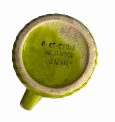 Vintage 1960s Westwood Japan Lime Green Ceramic Tiki Mug Barware