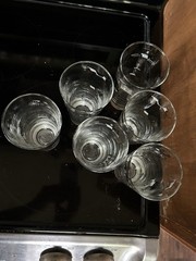 Libbey Vintage Black & Gold 1950’s “Horseless Carriage” Glasses and Bowls EUC