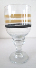 Single Pfaltzgraff Sphere Footed 16 oz. Iced Beverage Brown Stripped Glass