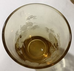 Amber Colored Drinking Glasses Tumblers Acorn Branch Design 3.4” Tall Lot Of 2