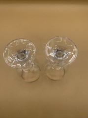 2 Claudia Czech Bohemia Silver Rim Crystal Goblet Glasses Multifaceted Ball Stem