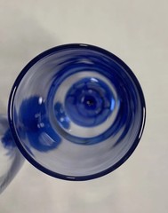 Sale 2 Vtg Libbey Domaine Cobalt Blue Champagne Flutes Blue Flower Stem Clear