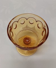 VTG Amber Glass Sherbert Dish Bartlett-Collins Manhattan Bulls Eye D