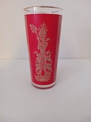 Vintage 1960s MCM Culver MANDALAY Red Siam Thai Goddess Glass Tumbler