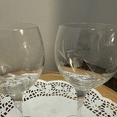 Colony Sonora Wine Glasses Set of 2 Etched Grapes Vines Leaves 6.5″ Vintage 6 oz