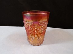 Vintage Fenton Marigold Carnival Glass Butterfly & Fern Pattern Tumbler