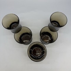 Anchor Hocking Linden Mocha Rocks Tumbler Glasses Smokey Brown Tapered Set Of 5*