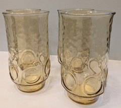 Anchor Hocking Heritage Hill 1970s Honey Gold Glass Tumblers Set Of 4 12oz 5″ H