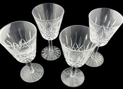 4 Waterford Lismore Crystal Claret Wine Glasses Clear 5-7/8″ Holds 6 Oz