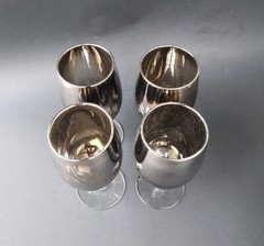 4x Silver Metallic Luster Ombre Fade 8 oz Wine Glass ~ 5⅝” Tall