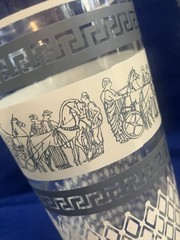 Qty 3 – Vintage Jeanette Glass Patrician Tumblers, Blue and White, 1950s