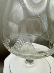 Vintage Etched Glass Brandy Snifter | Mid-Century Modern Leaf Design | European