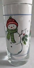 VTG Libbey Snowman & Holly Highball Glasses Set of 4 Christmas 16oz Tumblers 80s
