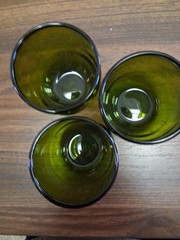 vintage hand blown forest green Rock Glasses 3.5 Inches Tall