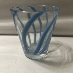 Vintage Blue Ribbon Swirl Bar Glass 4 Inch