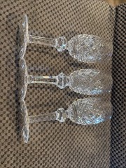 Set of 3 Waterford POWERSCOURT Crystal White Wine Glasses 6.5” Tall