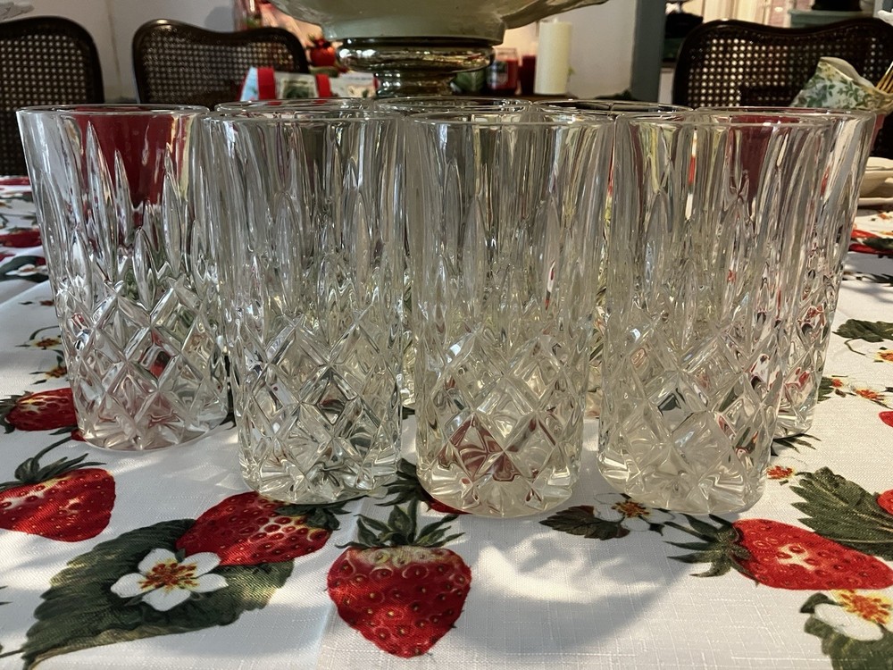 Gorham Crystal Lady Anne Crystal Cut Glass 6″ Highball Set Of 8 Used