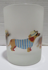 Culver Frosted Dog 12 oz Low Ball Drink Glass Beach Fedora Hat Sunglasses