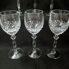 SPIEGELAU CRYSTAL WINE GLASS/ WATER GOBLET SP13 CUT CRISS-CROSS 7 3/4 INCH SET/6
