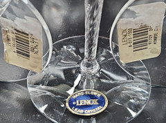(12) Lenox Monroe Gold Trim Water Goblets Set Crystal Clear Elegant Stemware Lot