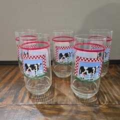 5 Century Fannie’s Farm 16 Oz Tumbler Glasses Set Cow Country Kitchen Lot