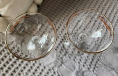 Vintage Homer Laughlin Prairie Gold Wheat Leaf Champagne Coupe Glasses Set of 2