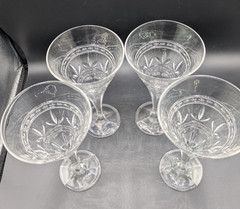 Vtg Royal Limited Crysta Water Goblets Set of 4 Clear Czech Stemware RLZ7 8oz