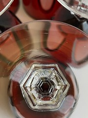 Vintage D’Arques Crystal French Set of 6 Gothic Ruby Red Wine Glasses 5 3/4”H