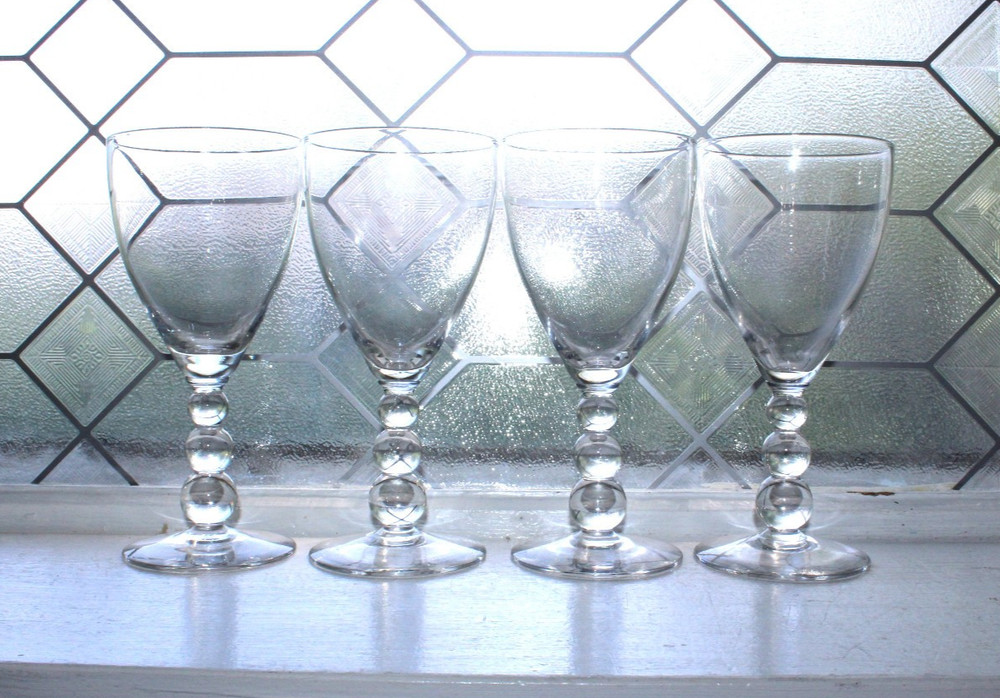 4 Vintage Art Deco Ball Stem Wine Glasses Aristocrat by Bryce