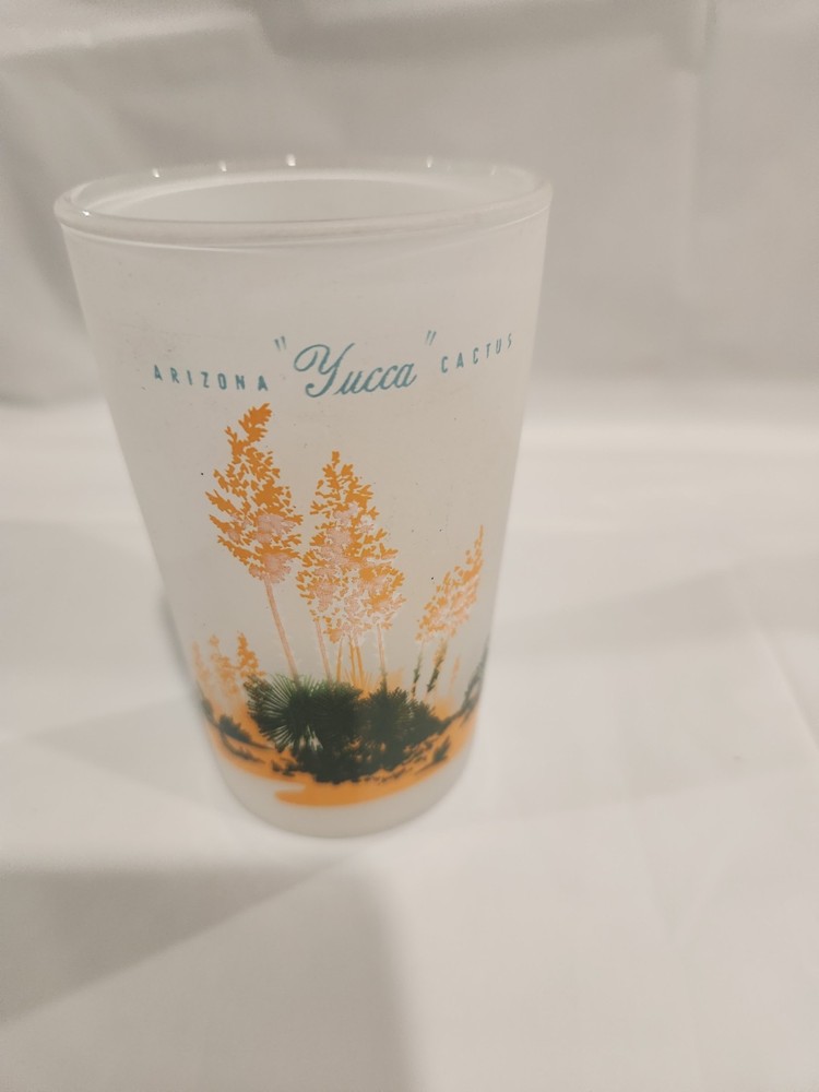 Vintage Blakely Oil & Gas Arizona Cactus Frosted Juice Glass SMALLER Yucca Mini