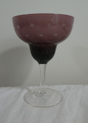 Drink Wine Glass Stemmed Purple Pink Clear 6 1/2″ Drinkware Barware Deco Vintage