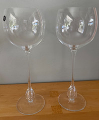 Two (2) Rosenthal Studio Line Solitaire Burgundy 12″ Wine Goblets Glasses Blown