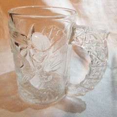 1995 DC COMICS McDonalds BATMAN FOREVER 3D Art Pressed Glass MUG CUP Vintage