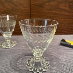 Set of 4 Anchor Hocking Laurel Leaf Etched Berwick Boopie Juice Glasses