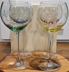 Lenox Set Of 4 Butterfly Meadow Balloon Wine Glass 9” Tall 15oz. Gorgeous!